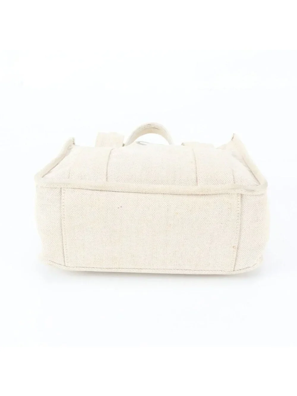 Prada Triangle Logo Leather Canvas Handbag Tote